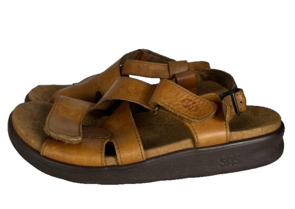 SAS Shoes - SAS Shoes Huggy Sandals Adjustable Caramel Tripad Comfort Brown Women's Size 9